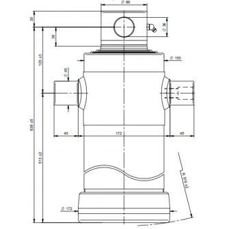 Teleskopski cilinder 3 stopnje 16 ton 1483 mm z luknjo 4038F